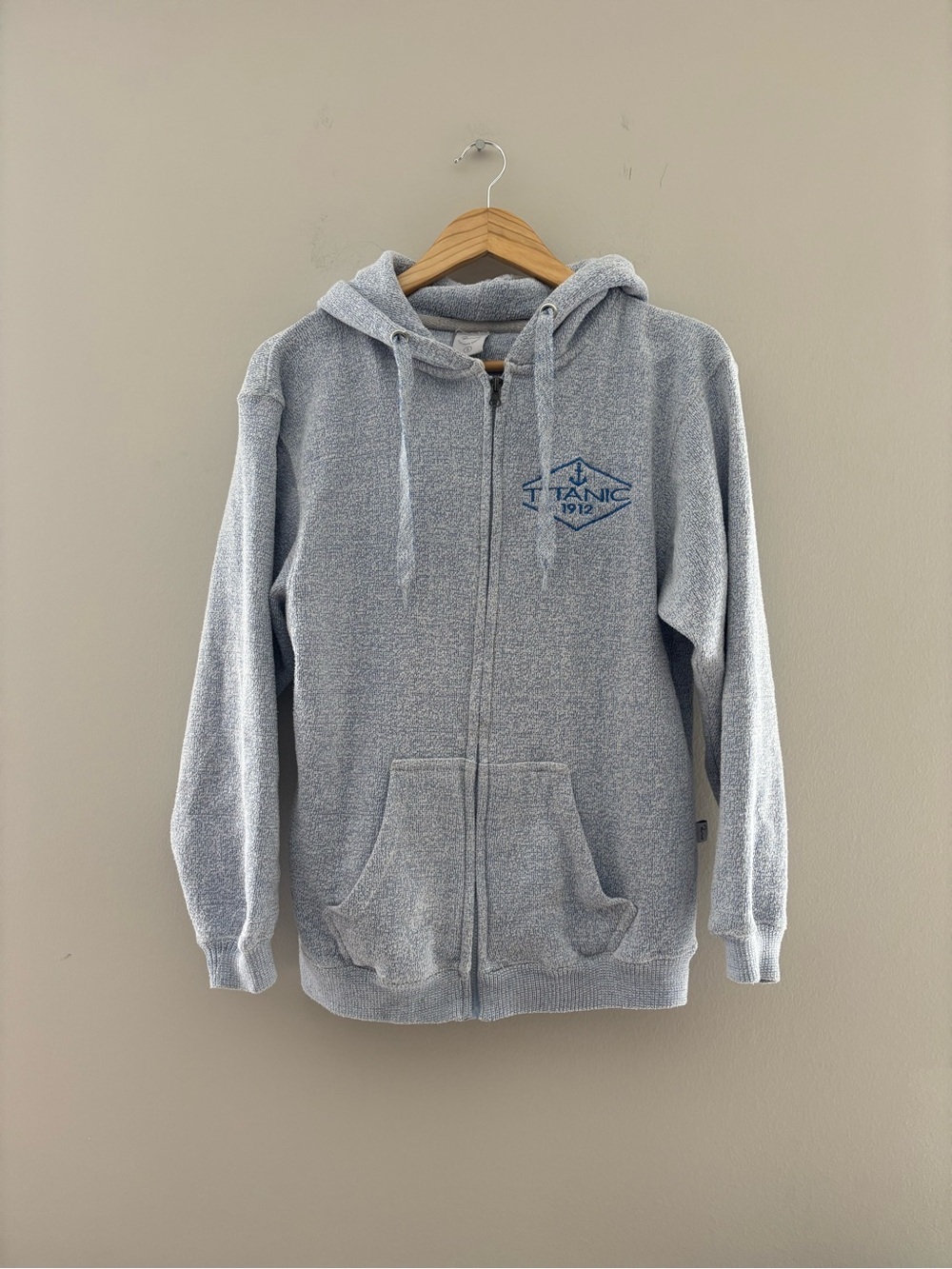 Titanic 1912 Heather Blue Zip-Up Hoodie | Size Small